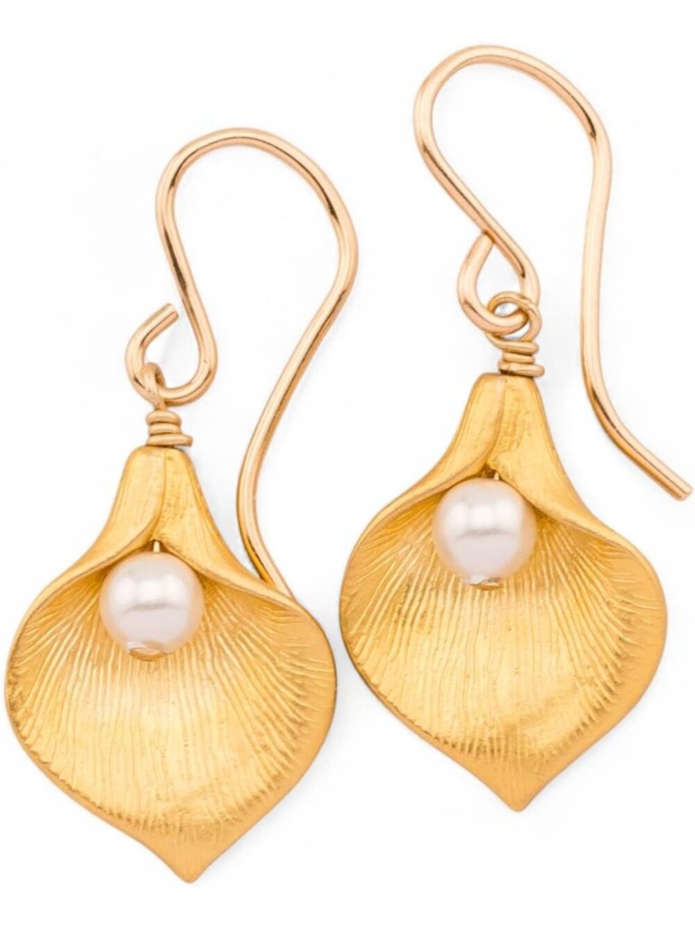 Delicate Calla Lily Pearl & Crystal Earrings - Gold, Silver, Rose Gold Options